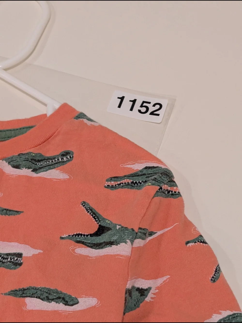 Old Navy Coral Short Sleeve Tee with Green Shark Print
